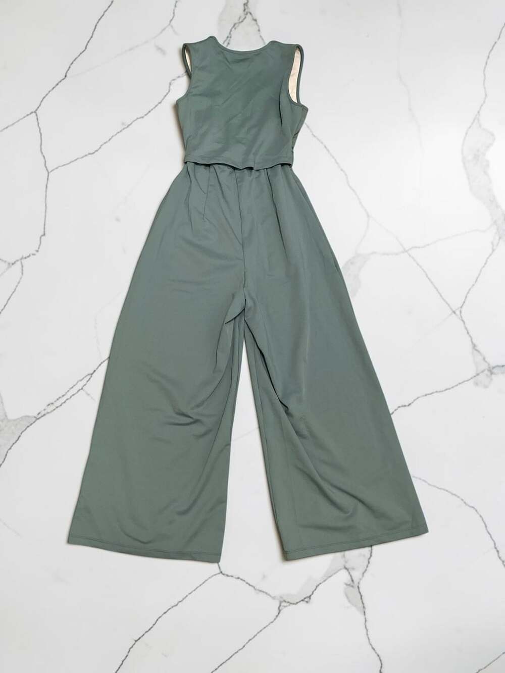Halara Wide Leg Jumpsuit Sage Green Sleeveless